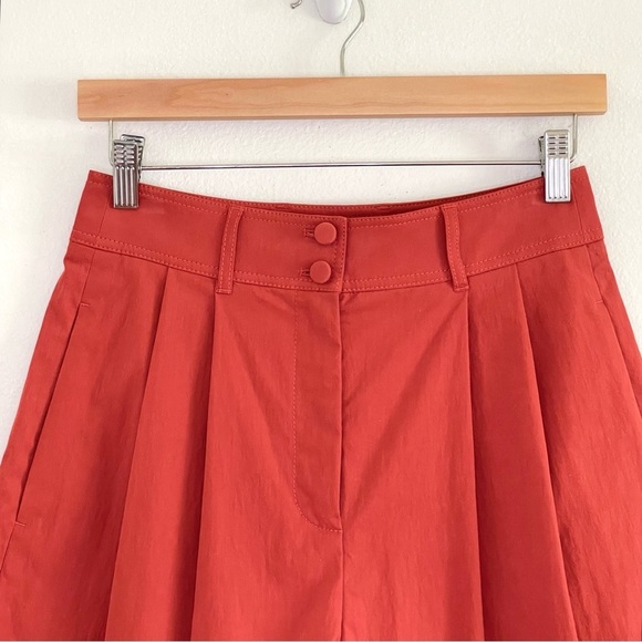 NWT Rebecca Taylor High Waist Pleat Front Trouser Short Pomodoro Red Orange 2 - Picture 7 of 16